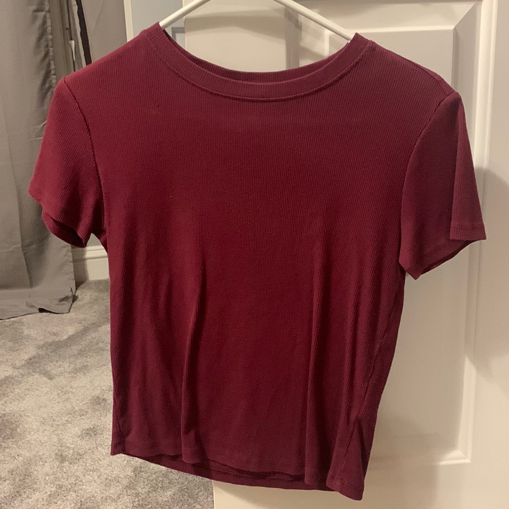Ultra Flirt Maroon Ribbed Tee